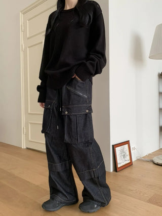 Balloon Cargo Wide Zipper Cut Pants