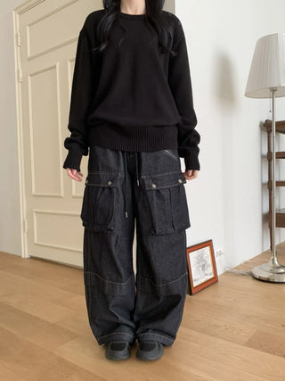 Balloon Cargo Wide Zipper Cut Pants