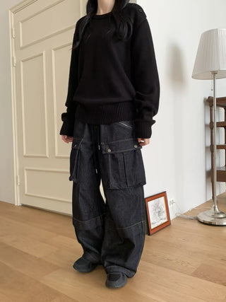 Balloon Cargo Wide Zipper Cut Pants