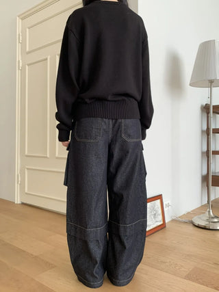 Balloon Cargo Wide Zipper Cut Pants