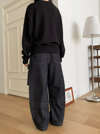 Balloon Cargo Wide Zipper Cut Pants