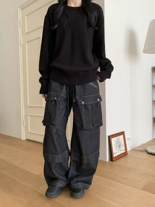 Balloon Cargo Wide Zipper Cut Pants