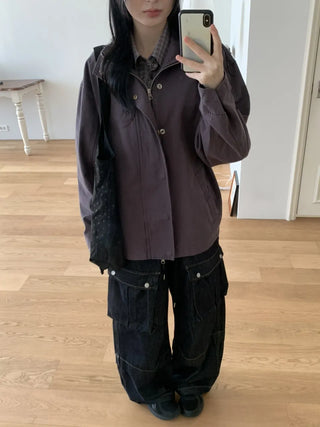 Balloon Cargo Wide Zipper Cut Pants