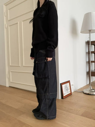 Balloon Cargo Wide Zipper Cut Pants