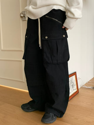 Balloon Cargo Wide Zipper Cut Pants
