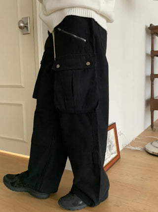 Balloon Cargo Wide Zipper Cut Pants