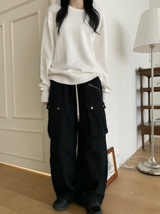 Balloon Cargo Wide Zipper Cut Pants