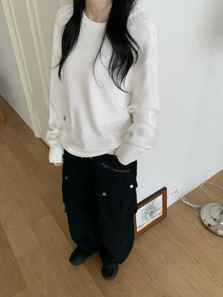 Balloon Cargo Wide Zipper Cut Pants