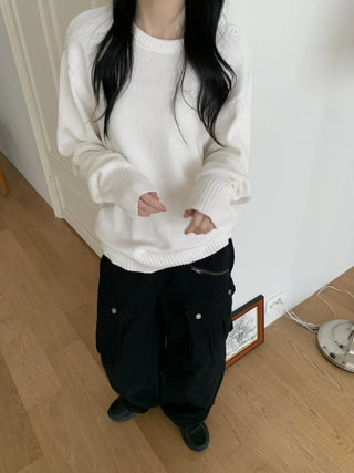 Balloon Cargo Wide Zipper Cut Pants
