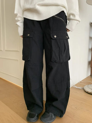 Balloon Cargo Wide Zipper Cut Pants