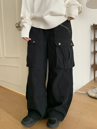 Balloon Cargo Wide Zipper Cut Pants