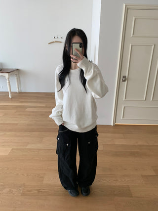 Balloon Cargo Wide Zipper Cut Pants