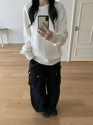 Balloon Cargo Wide Zipper Cut Pants