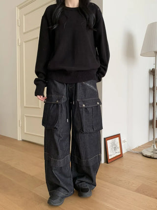 Balloon Cargo Wide Zipper Cut Pants