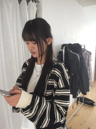 Wave Stripe Loose Two-Way Zip-Up Hoodie