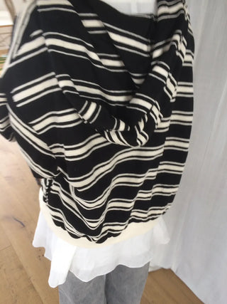 Wave Stripe Loose Two-Way Zip-Up Hoodie
