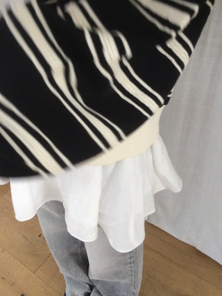 Wave Stripe Loose Two-Way Zip-Up Hoodie