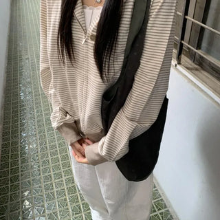 Coing Stripe Button Pocket Zip-up Hoodie