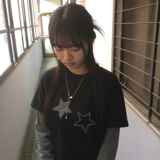 Star Patch Stripe Layered Long Sleeve T-shirt