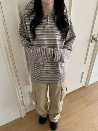 Tio Stripe Color Layer Hoodie