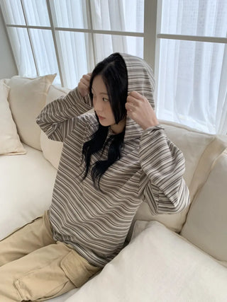 Tio Stripe Color Layer Hoodie