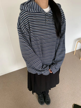 Tio Stripe Color Layer Hoodie