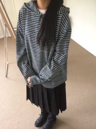 Tio Stripe Color Layer Hoodie