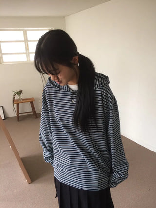 Tio Stripe Color Layer Hoodie