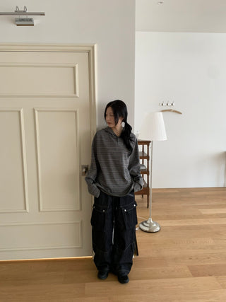 Tio Stripe Color Layer Hoodie
