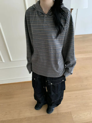 Tio Stripe Color Layer Hoodie