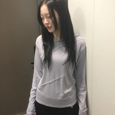 Diagonal Cut Layered Long Sleeve Hoodie