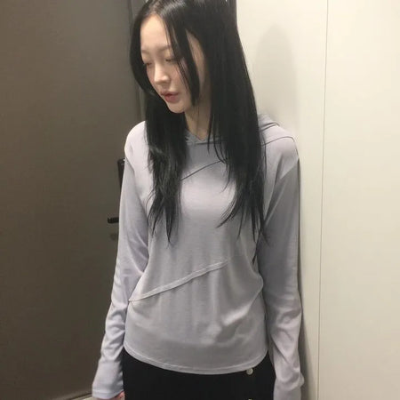 Diagonal Cut Layered Long Sleeve Hoodie