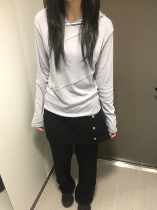 Diagonal Cut Layered Long Sleeve Hoodie