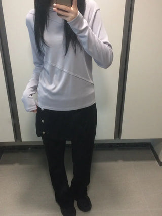 Diagonal Cut Layered Long Sleeve Hoodie