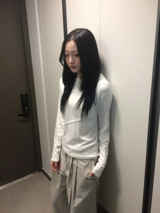Diagonal Cut Layered Long Sleeve Hoodie