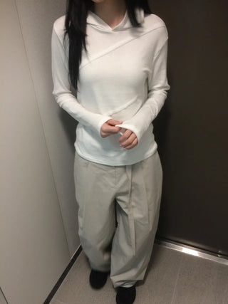 Diagonal Cut Layered Long Sleeve Hoodie