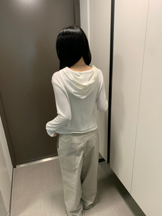 Diagonal Cut Layered Long Sleeve Hoodie