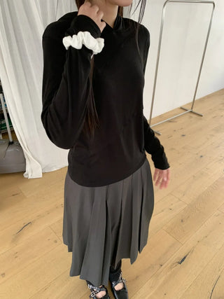 Diagonal Cut Layered Long Sleeve Hoodie