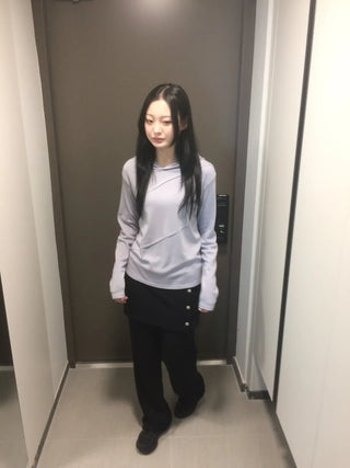 Diagonal Cut Layered Long Sleeve Hoodie