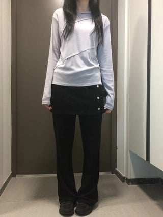 Diagonal Cut Layered Long Sleeve Hoodie