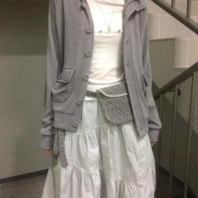 Rica Button Vintage High-Neck Cardigan