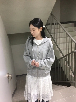 Daily Dot Soft Boxy Oversized Zip-Up Hoodie