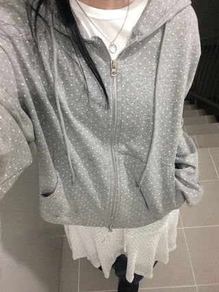 Daily Dot Soft Boxy Oversized Zip-Up Hoodie