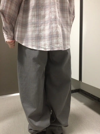 Herringbone Semi-Balloon Front Pocket Wide Pants