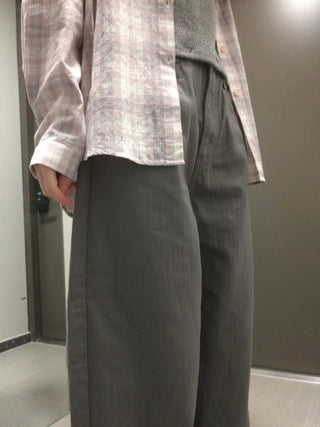Herringbone Semi-Balloon Front Pocket Wide Pants