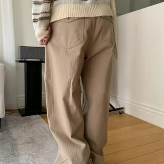 Herringbone Semi-Balloon Front Pocket Wide Pants