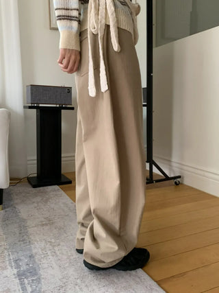 Herringbone Semi-Balloon Front Pocket Wide Pants