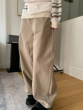 Herringbone Semi-Balloon Front Pocket Wide Pants