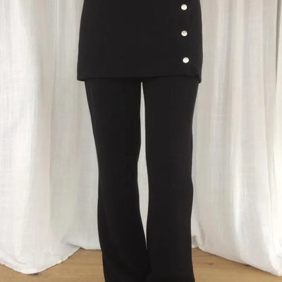 Button Open Daily Bootcut Stretch Skirt-Pants