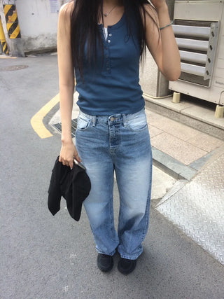 Layered Double Button Unique Sleeveless Top